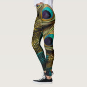 Elegant Abstract Blauwgroen blauw goudpels | Leggings (Links)