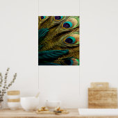 Elegant Abstract Blauwgroen blauw goudpels | Poster (Keuken)