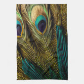 Elegant Abstract Blauwgroen blauw goudpels | Theedoek (Verticaal)