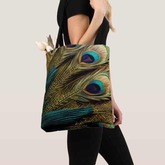 Elegant Abstract Blauwgroen blauw goudpels | Tote Bag (Dichtbij)