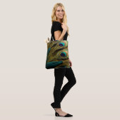 Elegant Abstract Blauwgroen blauw goudpels | Tote Bag (Op model)