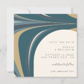 Elegant Abstract Blauwgroen Emerald Gold Modern Sq Save The Date (Voorkant)