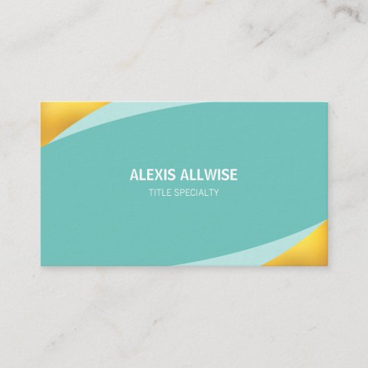Elegant Abstract Blauwgroen en Golden Visitekaartje (Voorkant)