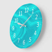 Elegant Abstract Blauwgroen vloeibaar marmer | Grote Klok (Hoek)