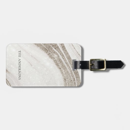 Elegant Abstract Bleek goudmarmer Agate Bagagelabel (Voorkant horizontaal)