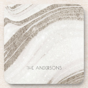 Elegant Abstract Bleek goudmarmer Agate Bier Onderzetter