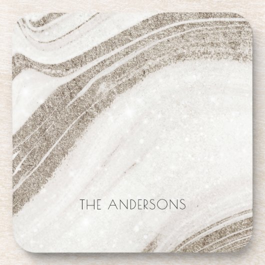 Elegant Abstract Bleek goudmarmer Agate Bier Onderzetter (Voorkant)