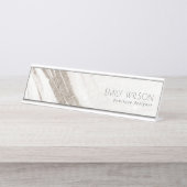 Elegant Abstract Bleek goudmarmer Agate Bureau Naambordje (Voorkant)