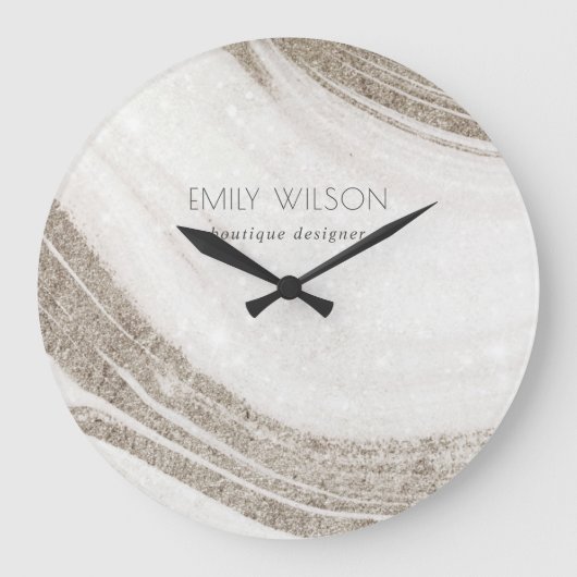 Elegant Abstract Bleek goudmarmer Agate Grote Klok (Voorkant)