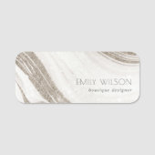 Elegant Abstract Bleek goudmarmer Agate Naamplaatje (Voorkant)