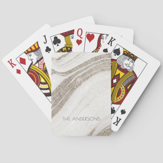 Elegant Abstract Bleek goudmarmer Agate Pokerkaarten (Achterkant)