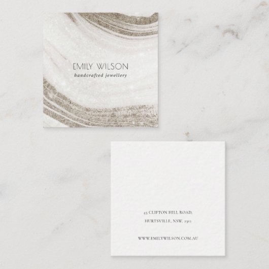 Elegant Abstract Bleek goudmarmer Agate Vierkante Visitekaartje (Voorkant / Achterkant)