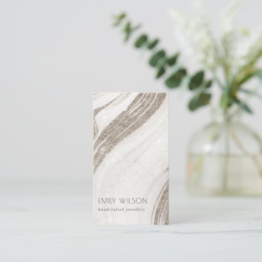 Elegant Abstract Bleek goudmarmer Agate Visitekaartje (Staand voorkant)