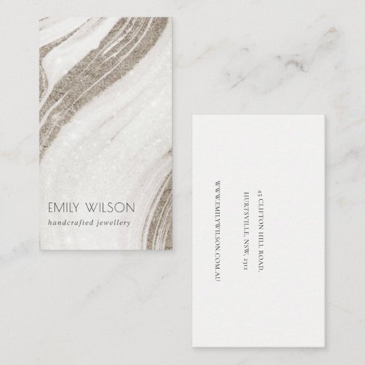 Elegant Abstract Bleek goudmarmer Agate Visitekaartje (Voorkant / Achterkant)
