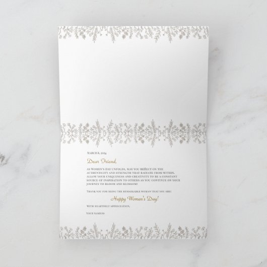 Elegant Abstract bloemenhaar Bloeit Vrouwendag Bedankkaart (Binnen)