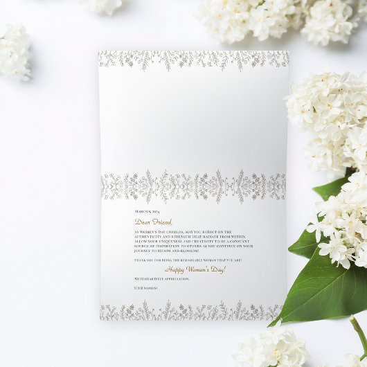 Elegant Abstract bloemenhaar Bloeit Vrouwendag Bedankkaart