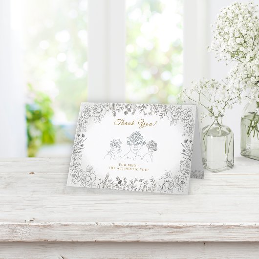 Elegant Abstract bloemenhaar Bloeit Vrouwendag Bedankkaart