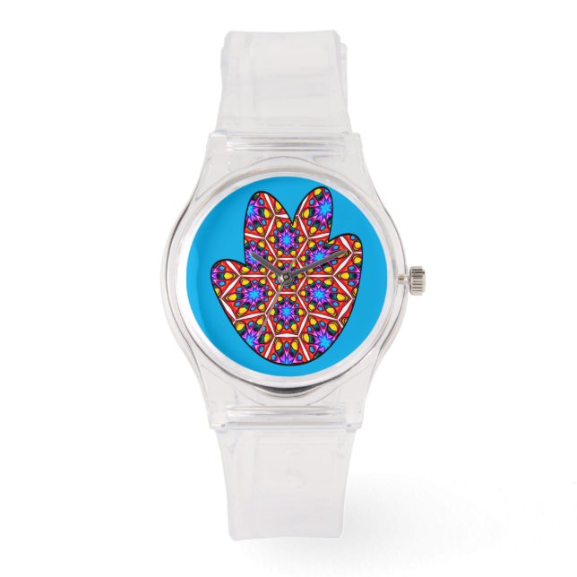 Elegant Abstract bloemmotief Horloge (Voorkant)