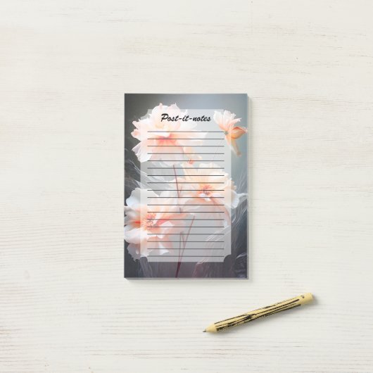 Elegant Abstract Blush Flower Misty Flow Post-it® Notes (Op bureau)