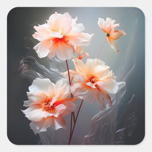 Elegant Abstract Blush Flower Misty Flow Vierkante Sticker (Voorkant)