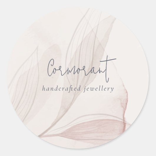 Elegant Abstract Blush Waterverf Foliage Business Ronde Sticker (Voorkant)