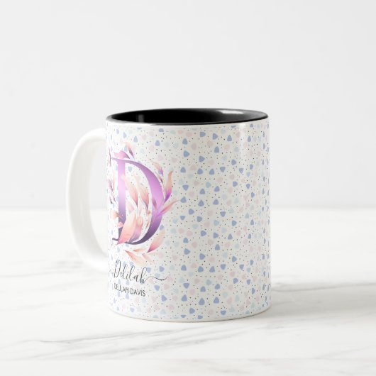 Elegant Abstract Boho Chic Floral Monogram Mok - D (Voorkant links)