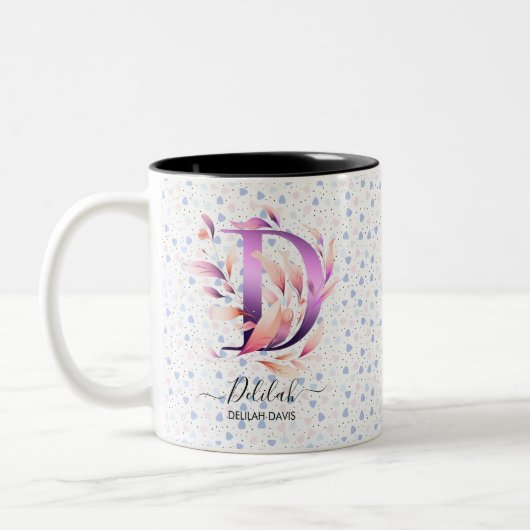 Elegant Abstract Boho Chic Floral Monogram Mok - D (Links)