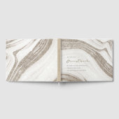 Elegant Abstract Bord Gold Marble Agate Wedding Gastenboek (Volledig)