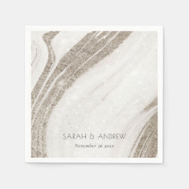 Elegant Abstract Bord Gold Marble Agate Wedding Servet