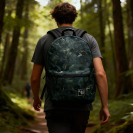 Elegant Abstract Donkergroen Tie Dye Pattern Bedrukte Rugzak