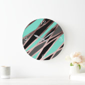 elegant abstract faux roos goudgrijze munt grote klok (Huis)