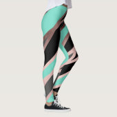 elegant abstract faux roos goudgrijze munt leggings (Rechts)