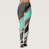 elegant abstract faux roos goudgrijze munt leggings (Achterkant)