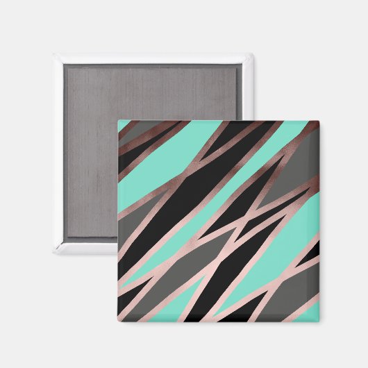 elegant abstract faux roos goudgrijze munt magneet (Voorkant / Achterkant)