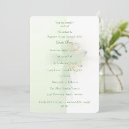 Elegant Abstract Floral Cross Baptism invitation  Kaart