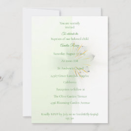 Elegant Abstract Floral Cross Baptism invitation  Kaart