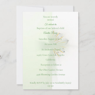 Elegant Abstract Floral Cross Baptism invitation Kaart
