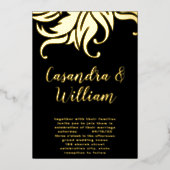 Elegant Abstract Floral Gold Wedding Folie Uitnodiging (Voorkant)