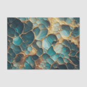 Elegant Abstract Fluid Blauwgroen en Goud Marmer Tissuepapier (Voorkant)