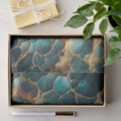 Elegant Abstract Fluid Blauwgroen en Goud Marmer Tissuepapier (Geschenk)