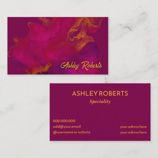 Elegant abstract fluweel waterverf Visitekaartje (Voorkant / Achterkant)