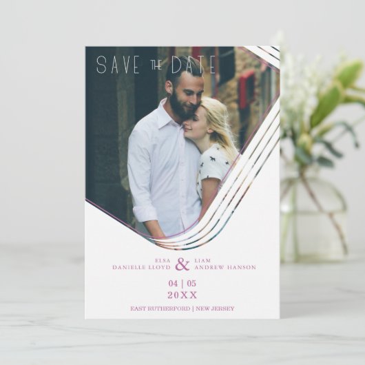 Elegant Abstract Foto Sophisticated Wedding Save The Date (Staand voorkant)