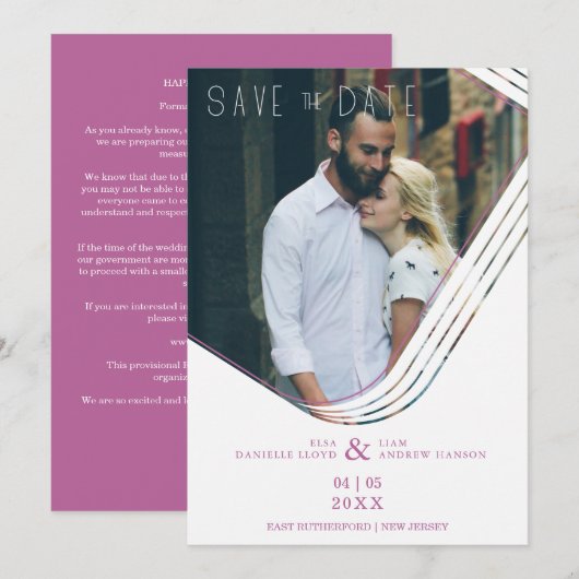 Elegant Abstract Foto Sophisticated Wedding Save The Date (Voorkant / Achterkant)