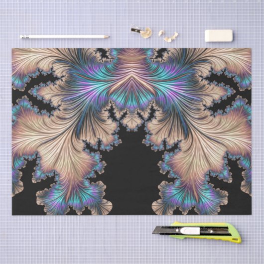 Elegant Abstract Fractal Feathers 12 Decoupage Tissuepapier (Craft)