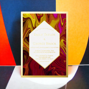 Elegant Abstract gefingeerd fijn kunsthuwelijk Folie Uitnodiging