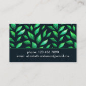 Elegant Abstract gekleurde groene bladeren botanis Afsprakenkaartje (Achterkant)