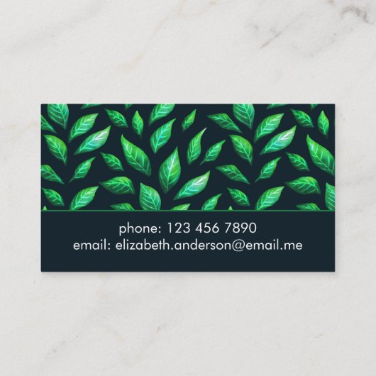 Elegant Abstract gekleurde groene bladeren botanis Afsprakenkaartje (Achterkant)