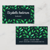 Elegant Abstract gekleurde groene bladeren botanis Afsprakenkaartje (Voorkant / Achterkant)