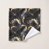 Elegant Abstract gemarmerd zwart, goud en wit Bad Handdoek (Wasdoekje)