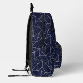 Elegant Abstract Geometric Navy Blue Naam toevoege Bedrukte Rugzak (Links)